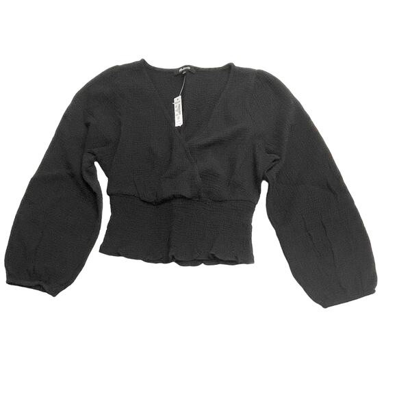 Madewell Lightspun Julianne Black Smocked-Waist Top Size Small NWT - Picture 7 of 13